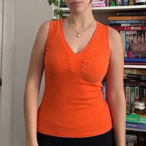 Tristan Vibrant Orange V-Neck Tank Top